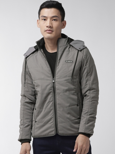 

Fort Collins Men Charcoal Grey Solid Hooded Padded Jacket