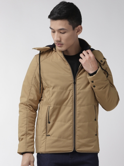 

Fort Collins Men Khaki Solid Padded Jacket with Detachable Hood