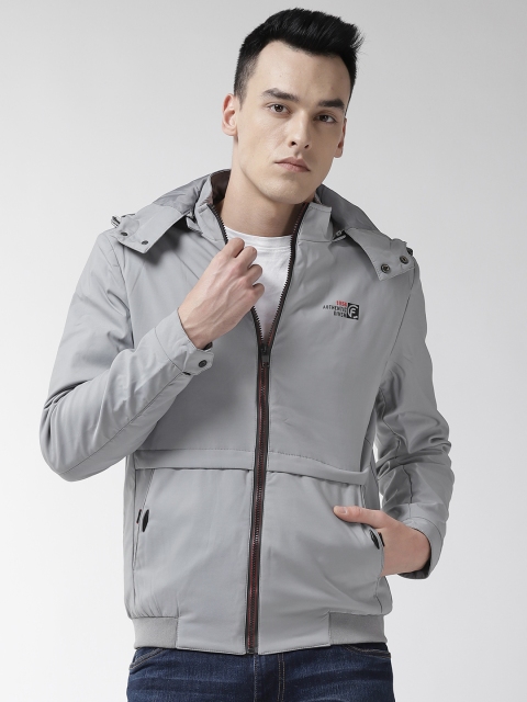 

Fort Collins Men Grey Solid Hooded Padded Jacket