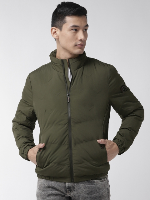 

Fort Collins Men Olive Green Solid Padded Jacket