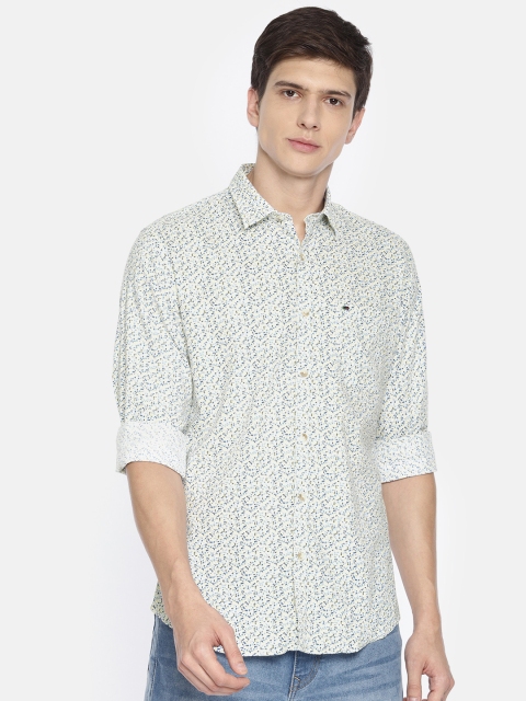 

Peter England Casuals Men Yellow & Blue Slim Fit Printed Casual Shirt