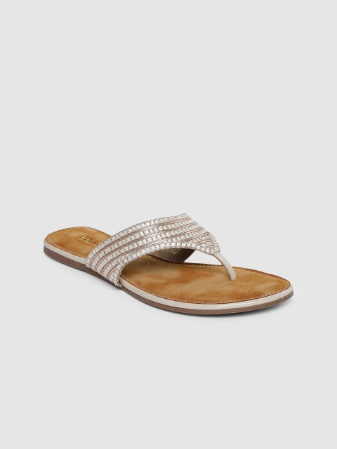 

Inc 5 Women Beige Solid T-Strap Flats
