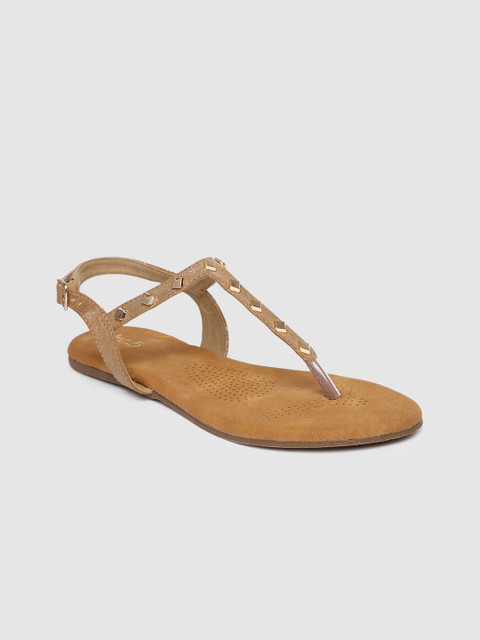 

Inc 5 Women Brown Solid T-Strap Flats