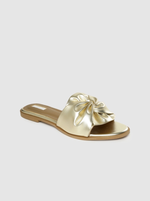

Inc 5 Women Gold-Toned Embellished Open Toe Flats