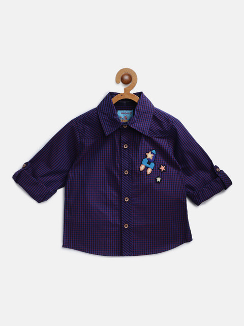 

Nauti Nati Boys Purple & Red Regular Fit Checked Casual Shirt