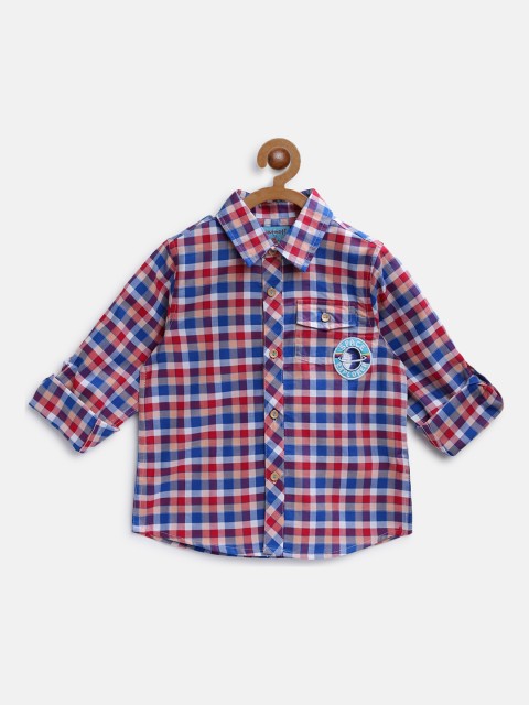 

Nauti Nati Boys Red & Blue Regular Fit Checked Casual Shirt