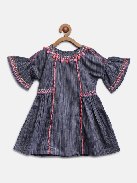 

Nauti Nati Girls Grey Striped A-Line Dress