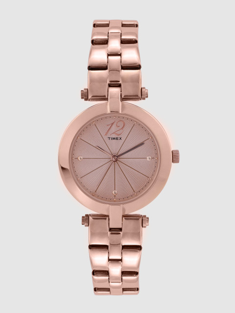 

Timex Women Rose Gold-Toned Textured Analogue Watch TW000Z206
