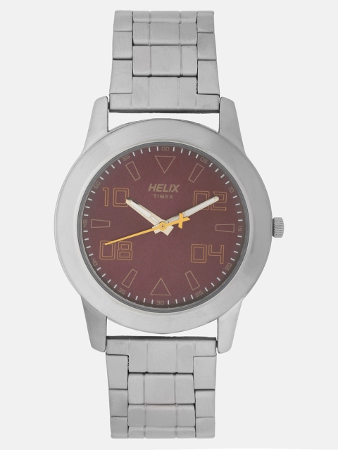 

Timex Men Silver-Toned & Brown Analogue Watch TW028HG04