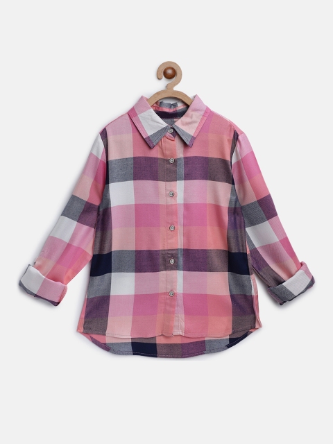 

Natilene Girls Pink & Purple Regular Fit Checked Casual Shirt