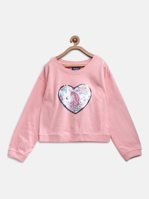 

Natilene Girls Peach-Coloured Sequinned Sweatshirt