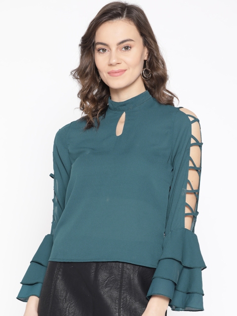 

LA LOFT Women Teal Blue Solid Regular Top