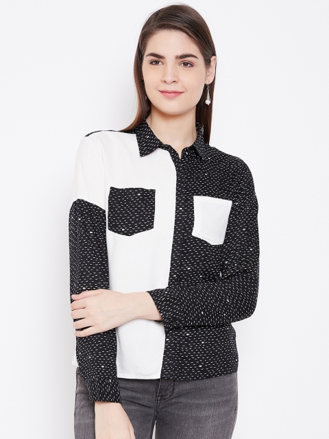 

LA LOFT Women Black & White Regular Fit Printed Casual Shirt