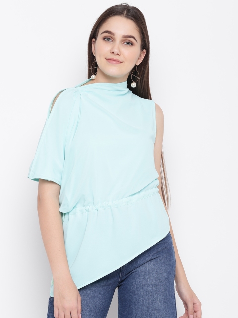 

LA LOFT Women Green Solid Cinched Waist Top