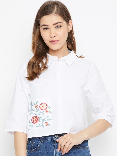 

LA LOFT Women White Regular Fit Solid Casual Shirt