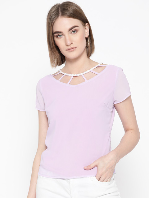 

LA LOFT Women Lavender Solid Top