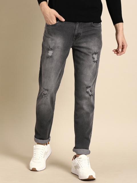 

ether Men Grey Slim Fit Mid-Rise Mildly Distressed Stretchable Jeans