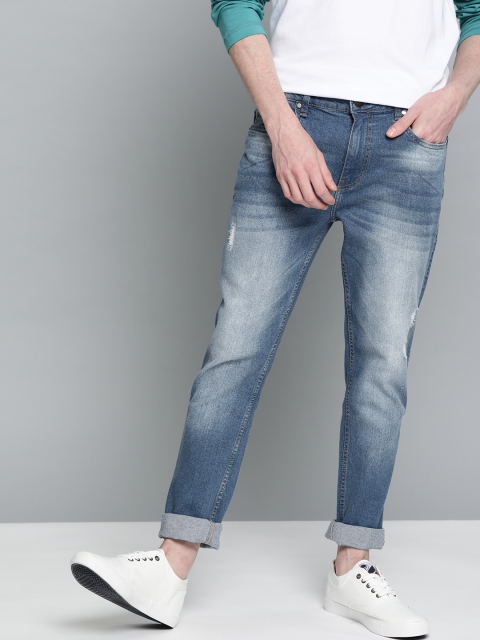 

Mast & Harbour Men Blue Skinny Fit Mid-Rise Low Distress Stretchable Jeans