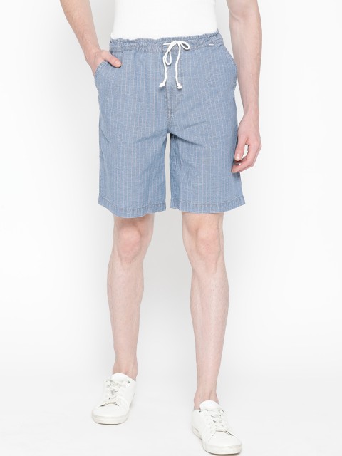 

LA LOFT Men Blue & Pink Striped Regular Fit Shorts