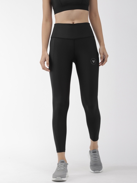 

2GO Women Black Solid Go-Dry Technology Regular Length Running Tights