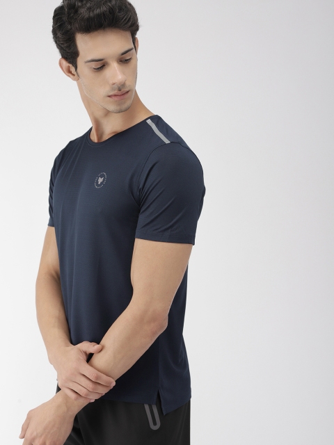 

2GO Men Navy Blue Solid Round Neck Running T-shirt