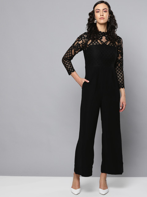 

Label Ritu Kumar Women Black Solid Basic Jumpsuit