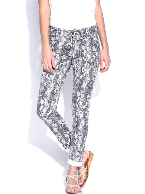 

SF JEANS by Pantaloons Off-White Printed Skinny Trousers