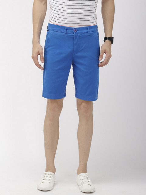 

The Indian Garage Co Men Blue Solid Slim Fit Chino Shorts