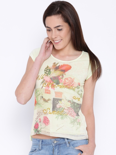 

Honey by Pantaloons Yellow Printed Top