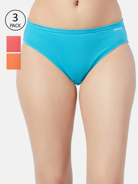 

Fruit of the loom Women Pack of 3 Solid Bikini Briefs FBKS01-3P-LA2S6, Turquoise blue