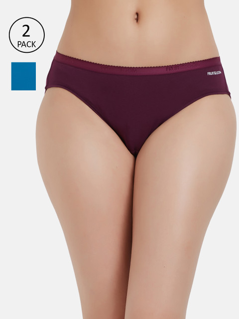 

Fruit of the loom Women Pack of 2 Solid Bikini Briefs FBKS02-2P-DA2S8, Burgundy