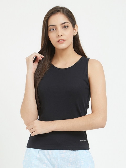 

Fruit of the loom Women Black Solid Lounge Tank Top