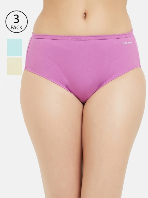 

Fruit of the loom Women Pack of 3 Solid Hipster Briefs FHPS01-3P-LA2S3, Purple