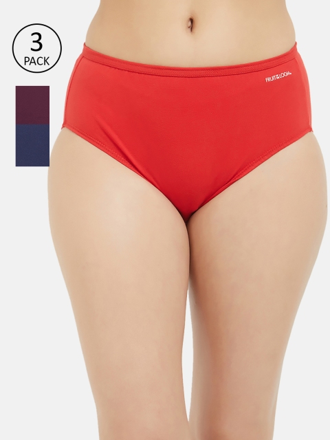 

Fruit of the loom Women Pack of 3 Solid Hipster Briefs FHPS01-3P-DA2S7, Purple