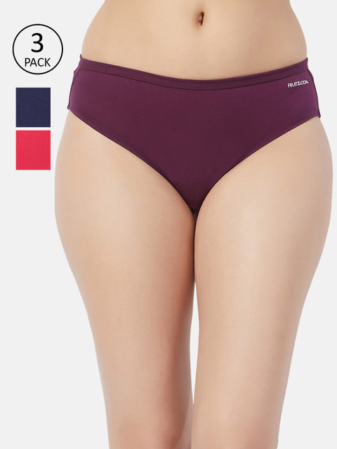 

Fruit of the loom Women Pack of 3 Solid Bikini Briefs FBKS01-3P-DA2S6, Purple