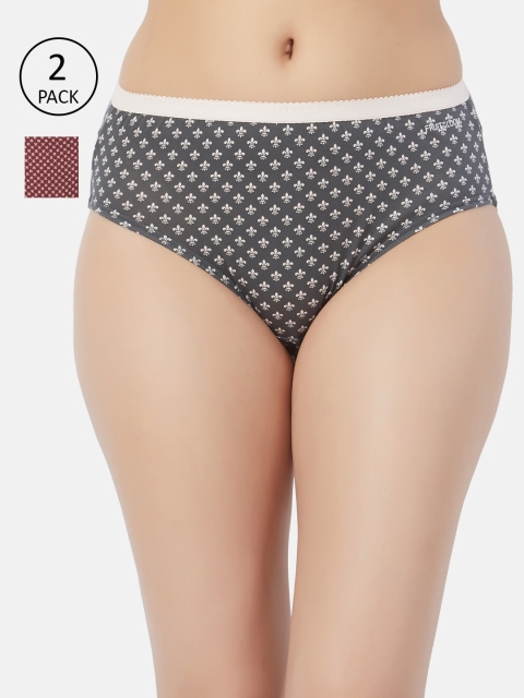 

Fruit of the loom Women Pack of 2 Printed Hipster Briefs, Maroon