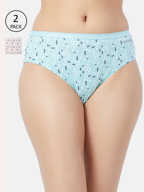 

Fruit of the loom Women Pack of 2 Printed Hipster Briefs FHPP02-2P-LA1P4, Blue