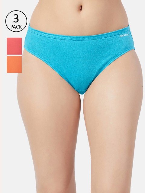 

Fruit of the loom Women Pack of 3 Solid Bikini Briefs FBKS01-3P-LA2S6, Turquoise blue