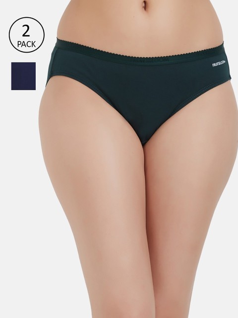 

Fruit of the loom Women Pack of 2 Solid Bikini Briefs FBKS02-2P-DA2S6, Green