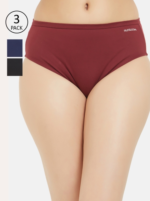 

Fruit of the loom Women Pack of 3 Solid Hipster Briefs FHPS01-3P-DA1S2, Black