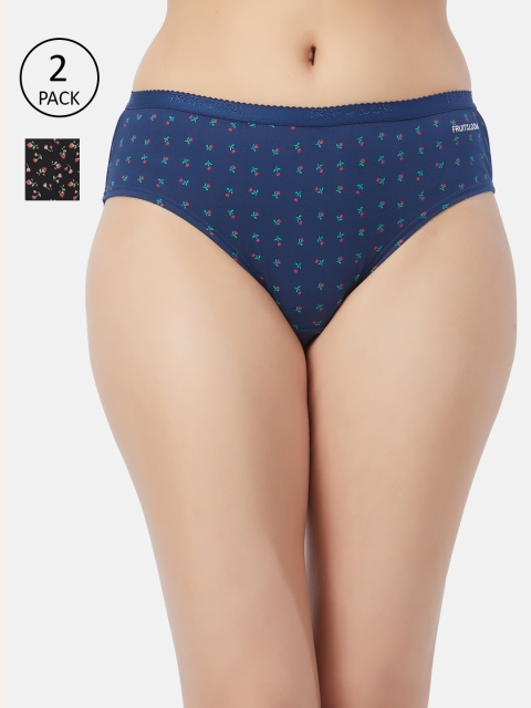 

Fruit of the loom Women Pack of 2 Printed Hipster Briefs FHPP02-2P-DA1P3, Blue