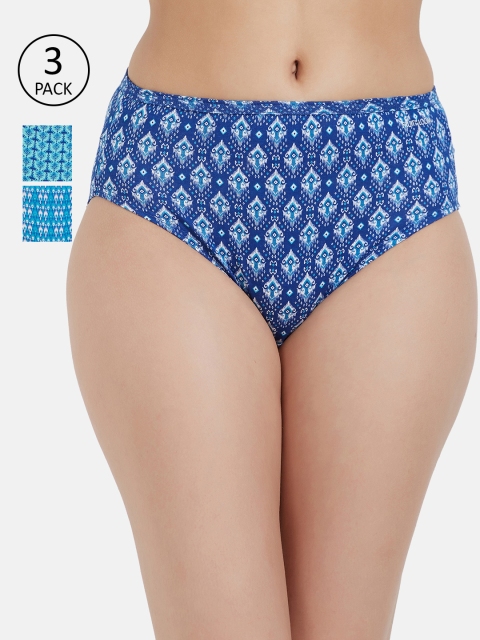 

Fruit of the loom Women Pack of 3 Printed Hipster Briefs FHPP01-3P-LA1P4, Blue