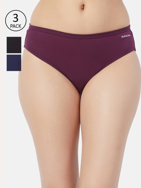 

Fruit of the loom Women Pack of 3 Solid Bikini Briefs FBKS01-3P-DA1S1, Blue