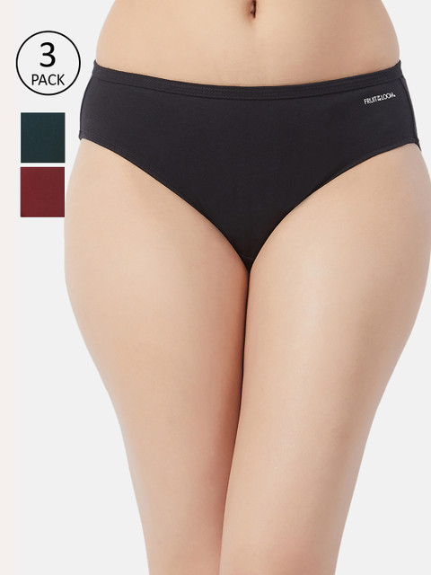 

Fruit of the loom Women Pack of 3 Solid Bikini Briefs FBKS01-3P-DA1S4, Maroon