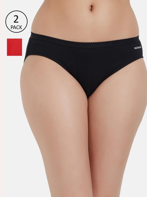 

Fruit of the loom Women Pack of 2 Solid Bikini Briefs FBKS02-2P-DA2S4, Black