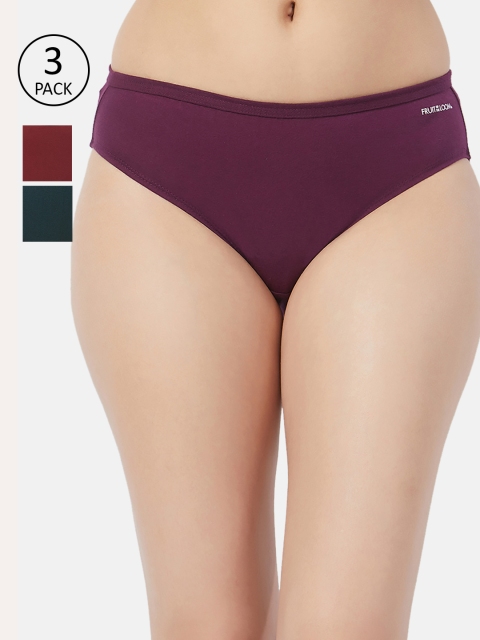 

Fruit of the loom Women Pack of 3 Solid Bikini Briefs FBKS01-3P-DA2S9, Maroon