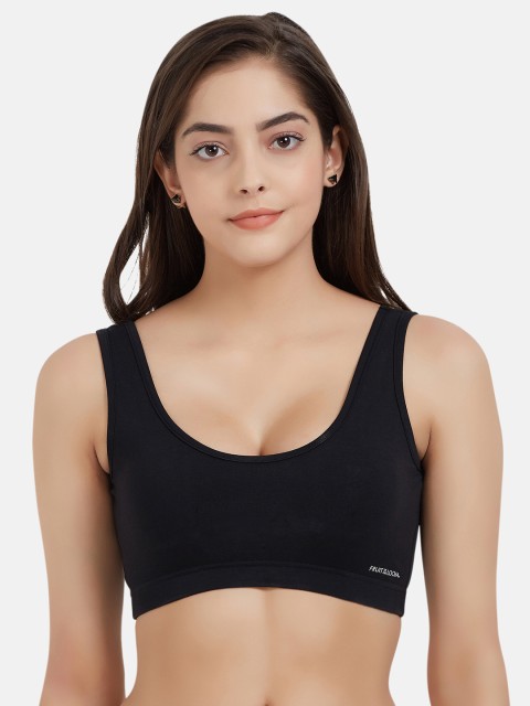 

Fruit of the loom Black Solid Non-Wired Non Padded Sports Bra FSTS01-A1S1
