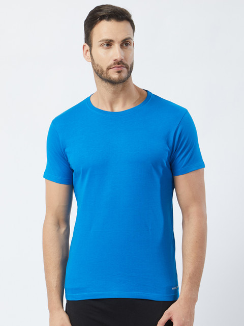 

Fruit of the loom Men Blue Solid Round-Neck Lounge T-shirt MCN01-A1S6