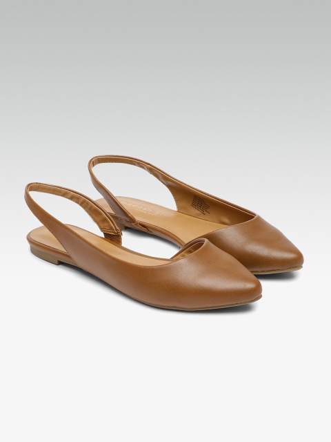 

Steve Madden Women Tan Brown KALII Solid Slingback Ballerinas