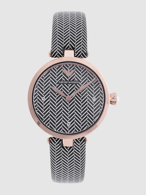 

Emporio Armani Women Black & White Leather Analogue Watch AR11237